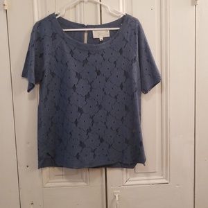 JOA Los Angeles blue floral blouse